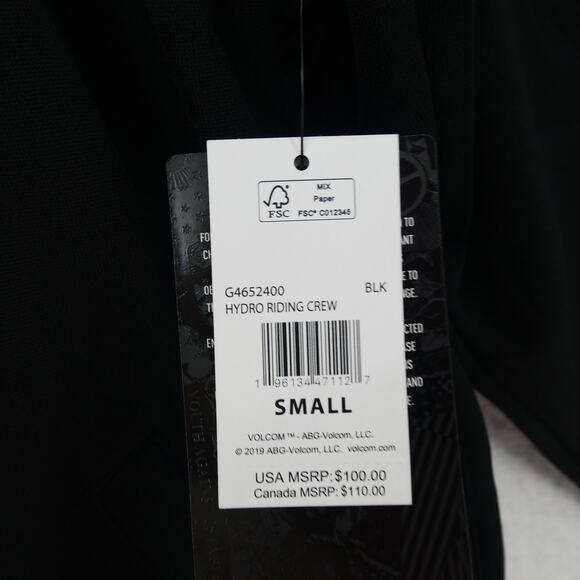 NEW Volcom Men's Small  Hydro Riding Snowboard Crew Sweatshirt Shirt Black - Picture 7 of 13